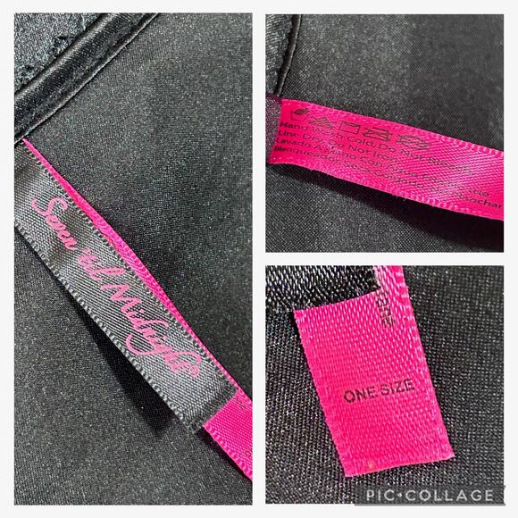 Seven 'till Midnight Black Robe O/S Satiny Lace Eyelash Wrap Intimate Feminine - Picture 5 of 6